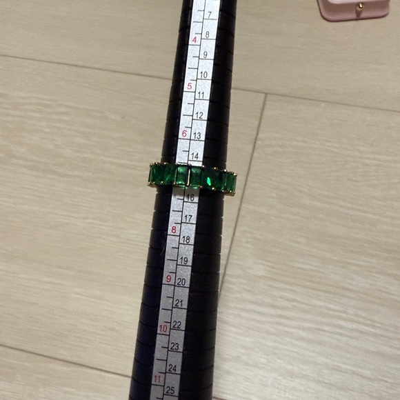 Eternity Ring with Gold Setting And Green Emerald Gemstones - Picture 8 of 9